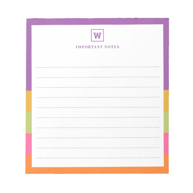 Bloc-note Nom Personnalisé Moderne Monogramme Étudiant À Fai (Devant)