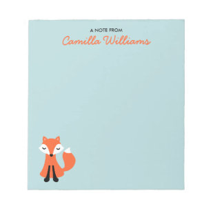 Bloc-note Nom personnalisé petit renard mignon