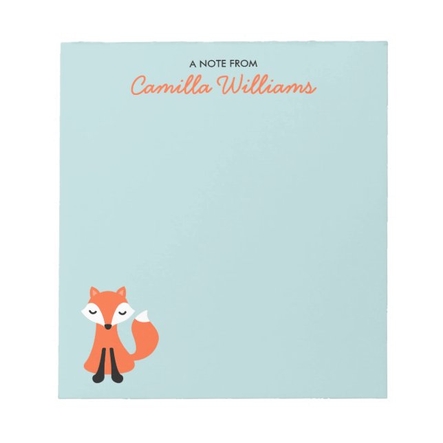 Bloc-note Nom personnalisé petit renard mignon (Devant)