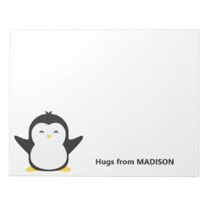 Bloc-note Nom personnalisé pingouin mignon