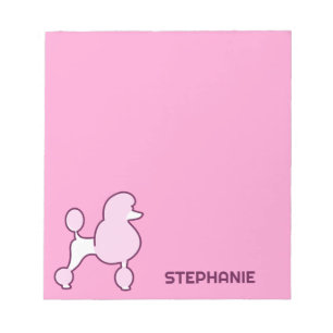Bloc-note Nom personnalisé Poodle rose