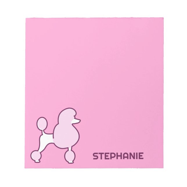 Bloc-note Nom personnalisé Poodle rose (Devant)