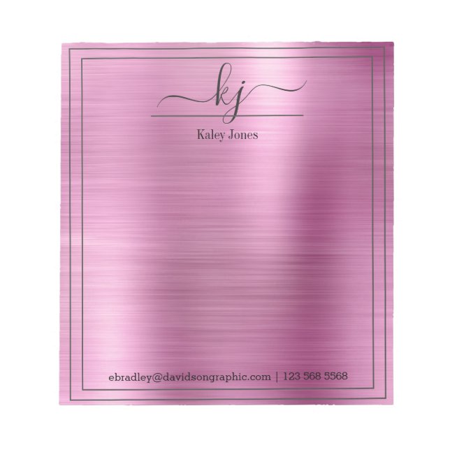 Bloc-note Nom personnalisé rose | À Partir Du Bureau De (Devant)