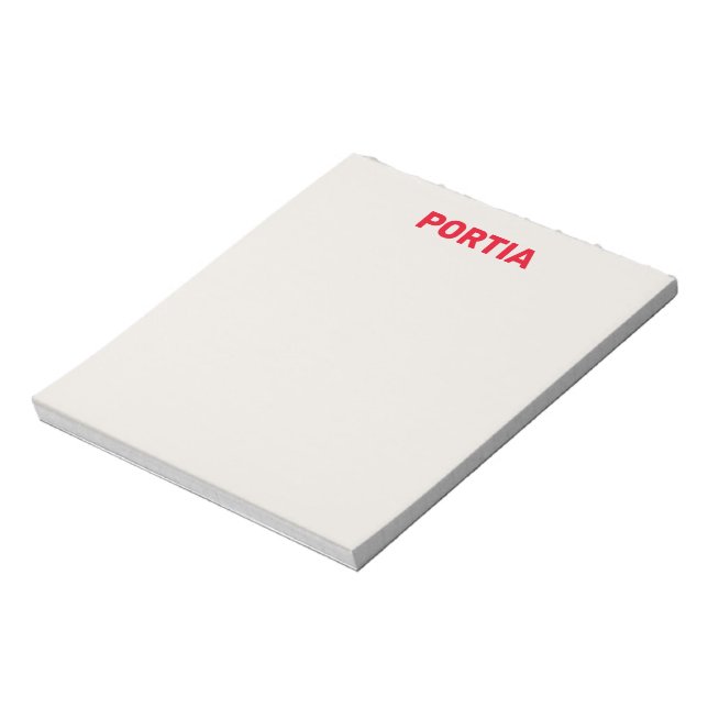 Bloc-note Nom personnalisé rouge clair gris clair (Tourné)