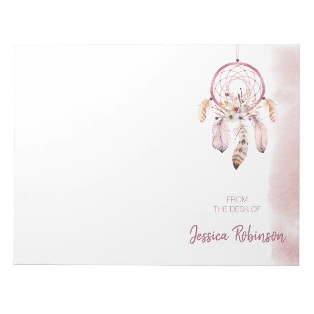Bloc-note Nom personnalisé Script Boho Dream Catcher Aquarel (Devant)