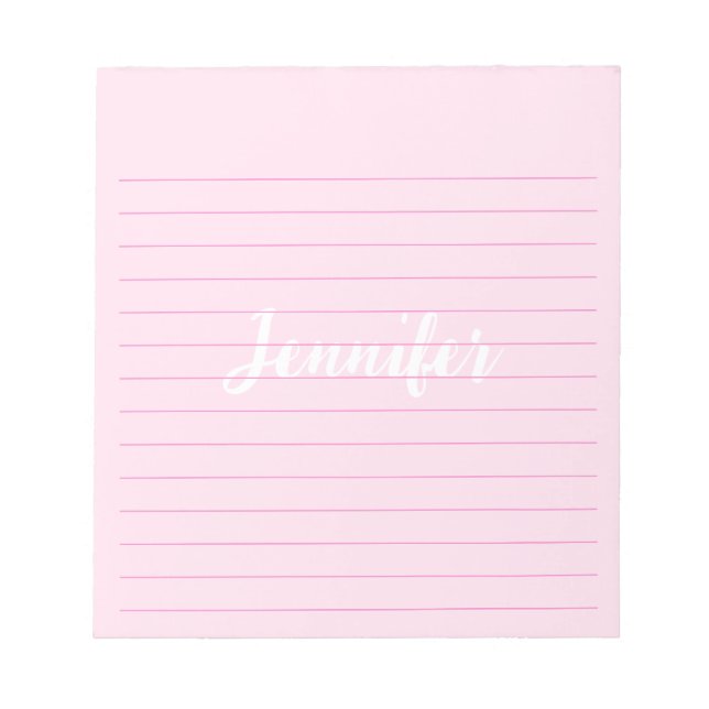 Bloc-note Nom personnalisé simple lié rose (Devant)