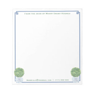 Bloc-note Note de   Chic Bleu Clé grecque Boxwood Topiary