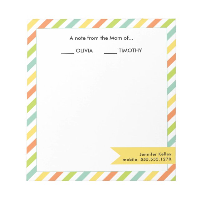 Bloc-note Note de la maman de...Bright Stripes (Devant)