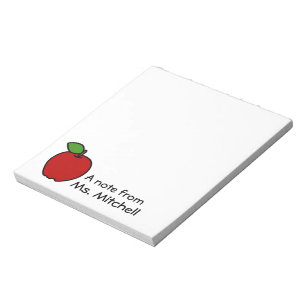 Bloc-note Note de l'enseignant - Pomme rouge - Personnalisé
