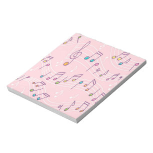 Bloc-note note de musique rose coloré musicien motif