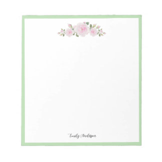 Bloc-note Note Pad with Name Soft Pink Roses