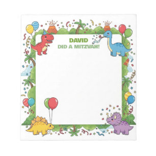 Bloc-note Notepad de note Mitzvah pour enfants adorable Dino