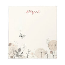 Notepad decorated with wild plant illustrations