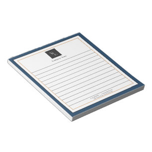 Bloc-note Notepad moderne bleu blanc or avec logo d'entrepri