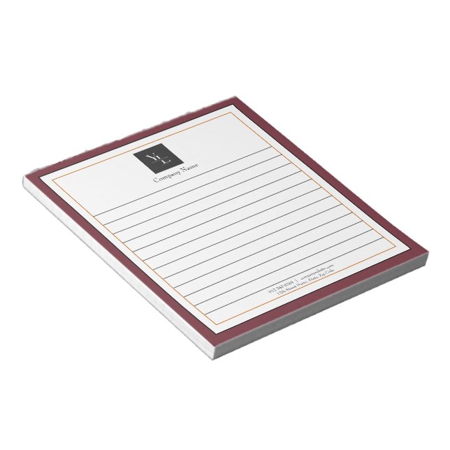 Bloc-note Notepad moderne Red White Gold avec logo d'entrepr (Incliné)