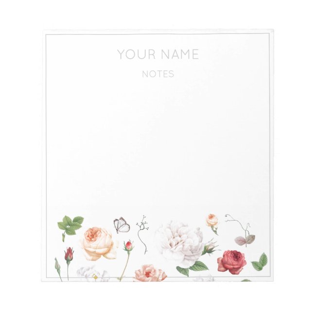BLOC-NOTE NOTEPAD ROSE VINTAGE BOTANIQUE (Devant)