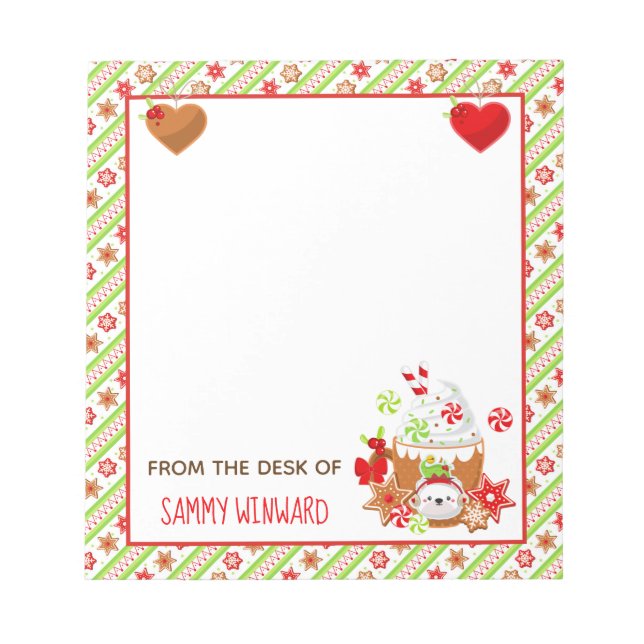 Bloc-note Notepad vert cacao et biscuits Noël (Devant)