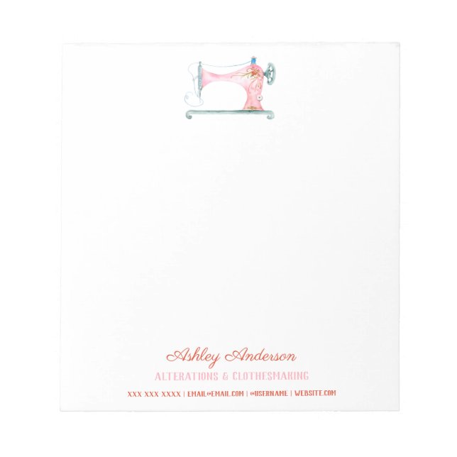 Bloc-note Notes d'aquarelle de la machine à coudre (Devant)