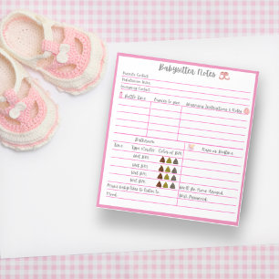 Bloc-note Notes de baby-sitter pour nouveau-né fille