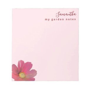 Bloc-note Notes de jardin personnalisées Fleur aquarelle ros