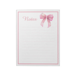 Bloc-note Notes de mémo esthétique Coquette avec un joli nœu