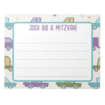 Notes de mitzvah de transport personnalisé