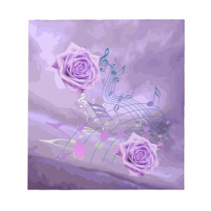 Bloc-note Notes de musique violette et Roses Abstrait petit 