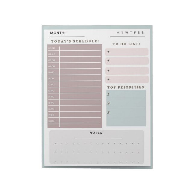 Bloc-note Notes de planification du planificateur quotidien  (Tourné)