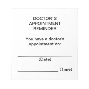 Bloc-note Notes de rappel de rendez-vous chez le médecin