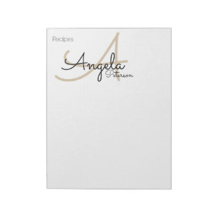 Bloc-note Notes de recettes du chef monogrammed