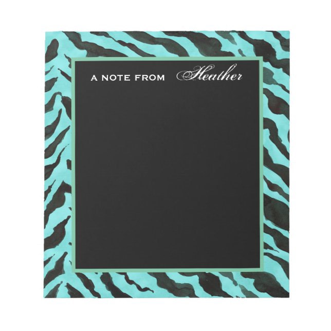 Bloc-note Notes de stylo Aqua Black Zebra Impression Art (Devant)