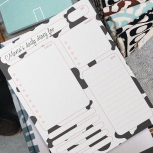 Bloc-note Notes du planificateur quotidien de la vache rose 