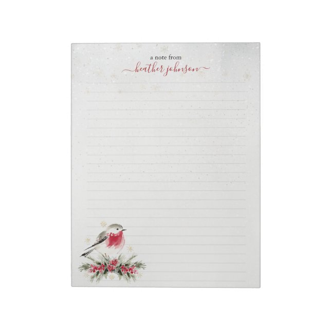 Bloc-note Notes Hearthlight Robin d'hiver Personnalisé (Tourné)