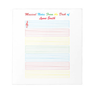 Bloc-note Notes Musicales Lignes Colorées