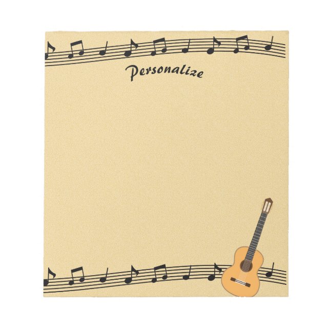 Bloc-note Notes musicales sur Partition Musique & Guitare Pe (Devant)