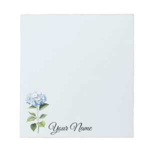 Bloc-note Notes personnalisées, bleues, à fleurs