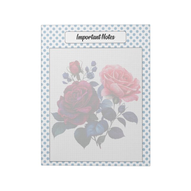 Bloc-note Notes Roses rose et bleu (Tourné)