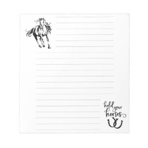 Bloc-note Notez le pavé en papier avec le cheval et "tenez v