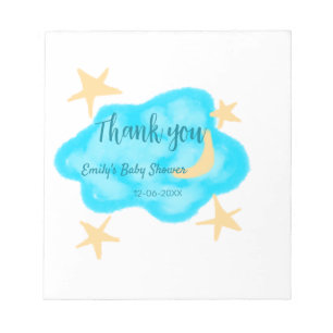 Bloc-note Nuages étoilés de lune aquarelle baby shower ajout