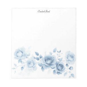 Bloc-note Nuances de Roses Bleues Dessin Floral Vintage