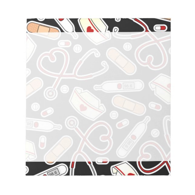 Bloc-note Nurse Love Print Black Background (Devant)