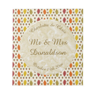 Bloc-note Oak leaves and Acorns Fall Autumn Wedding Custom
