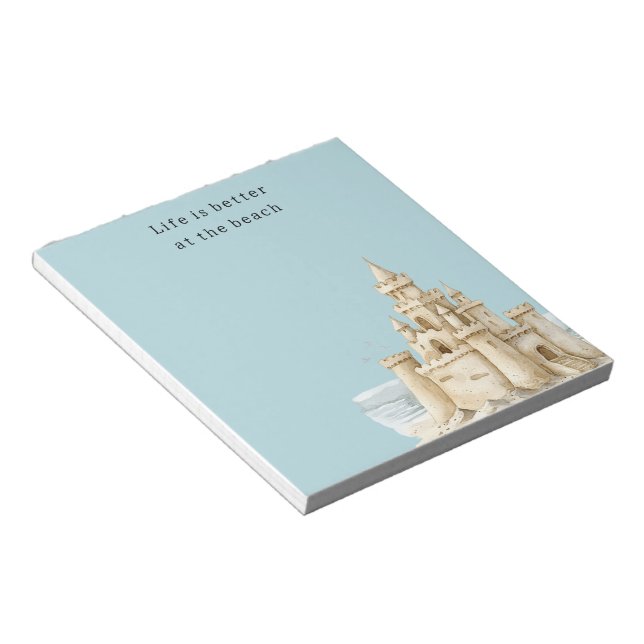 Bloc-note Ocean Beach Birds Blue Sky Cream Sand Castle (Incliné)