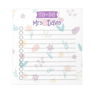Bloc-note OEufs de Pâques et de fleurs Liste de tâches perso