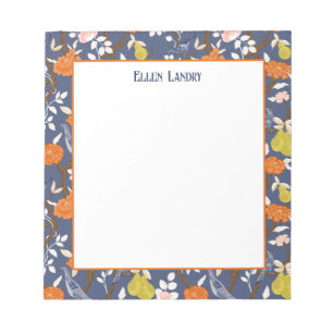 Bloc-note Oiseaux de Chinoiserie orange et bleu