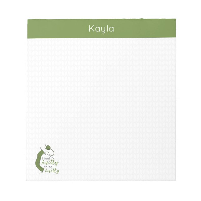 Bloc-note Olive Green Je Me Sens Knitty, Oh Tellement Knitty (Devant)