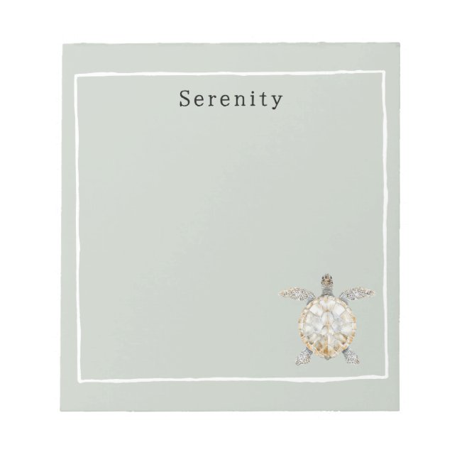 Bloc-note Olive Green Sea Turtle Personalized  (Devant)