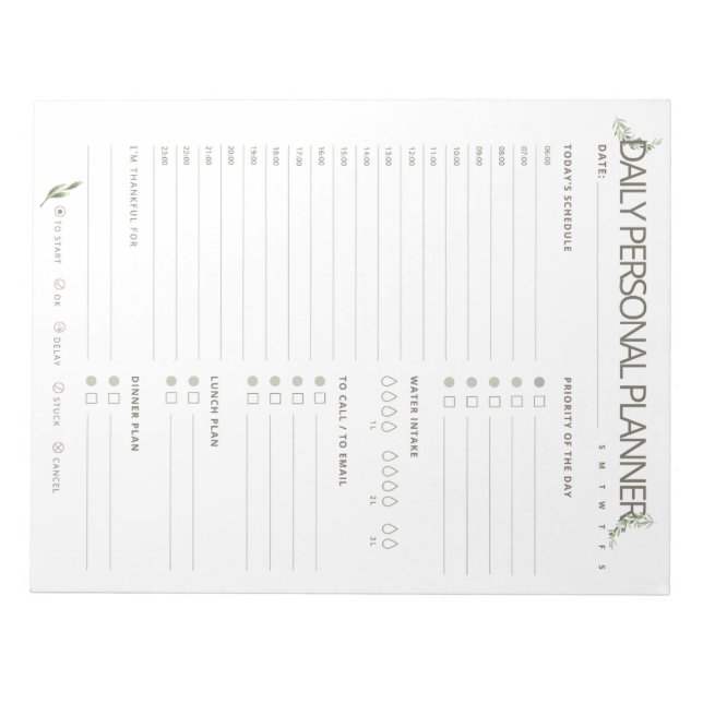 Bloc-note Olive Simple Daily Planner (Devant)