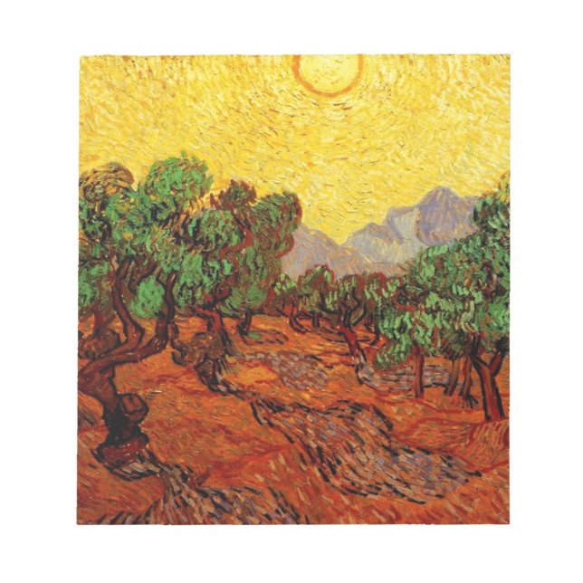Bloc-note Olive Trees with Yellow Sky and Sun (Devant)