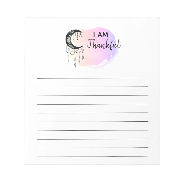 Bloc-note *~* Ombre Moon Boho Gratitude List JE SUIS REMERCI (Devant)
